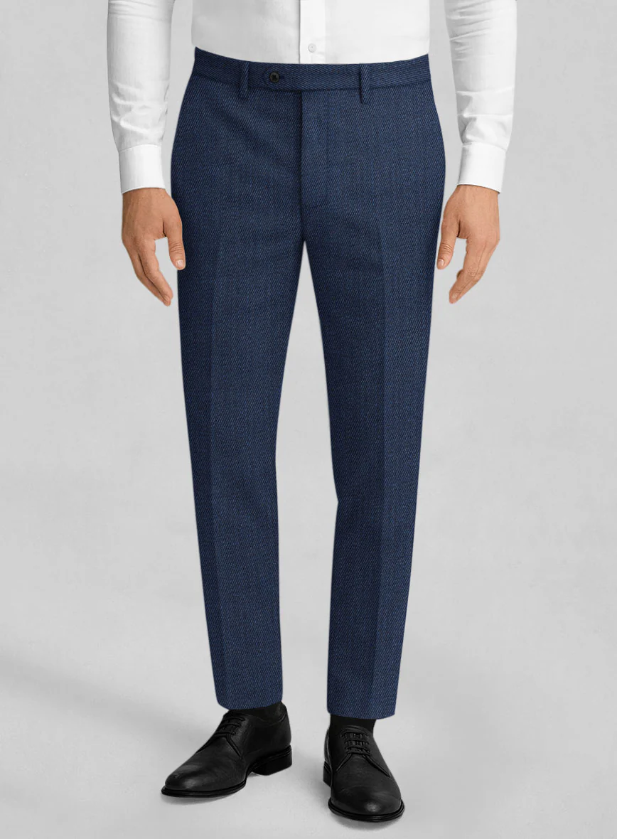 Napolean English Twill Denim Blue Wool Pants