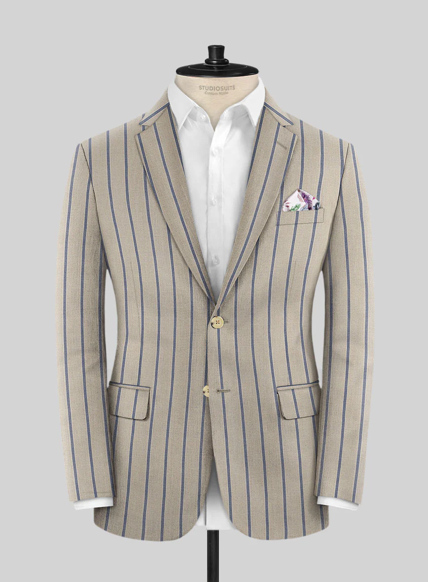 Napolean Etziar Stripe Beige Wool Jacket