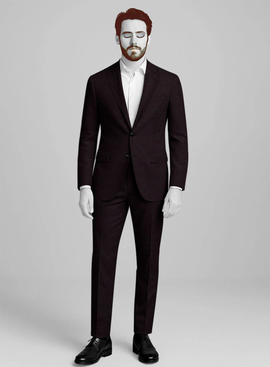 Napolean Faliero Diamond Weave Wine Wool Suit