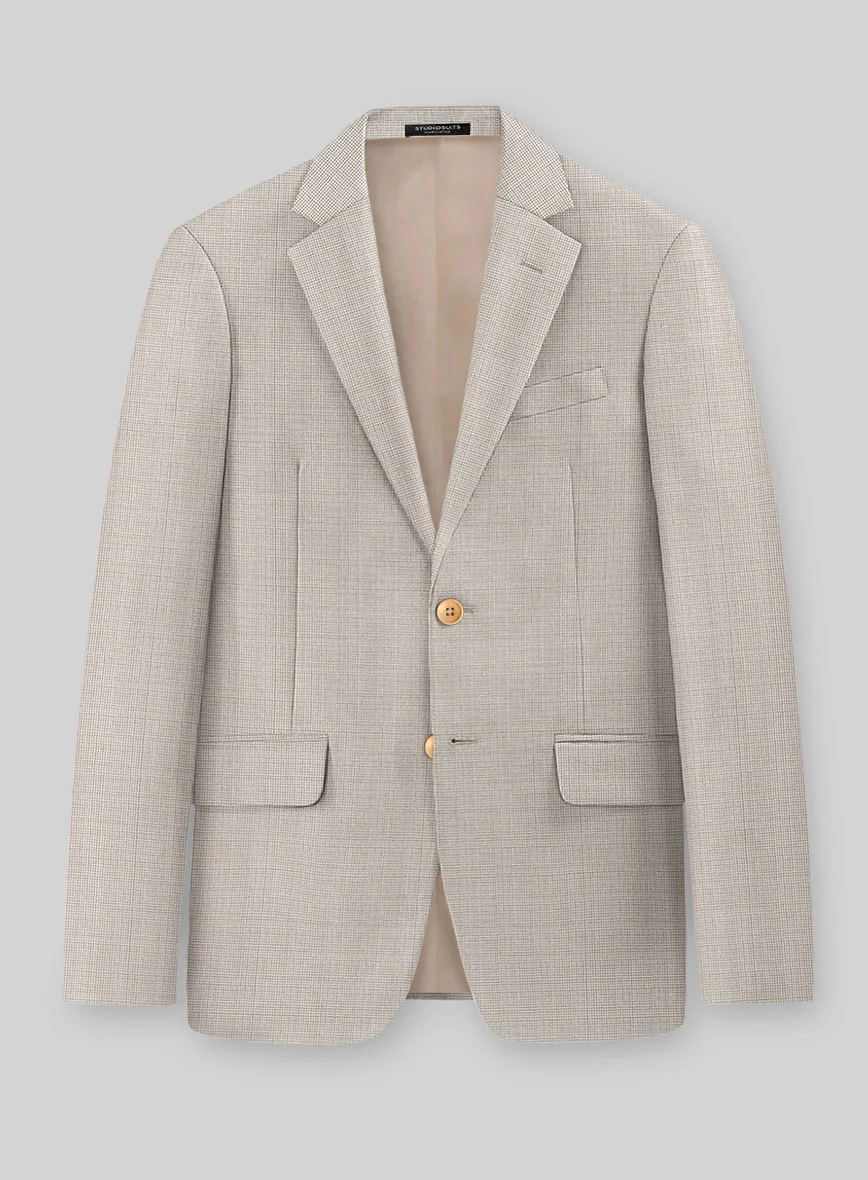 Napolean Fioran Microcheck Beige Wool Jacket