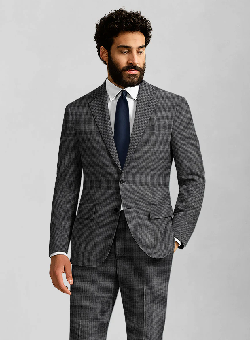 Napolean Fioran Microcheck Iron Gray Wool Suit - Image 3