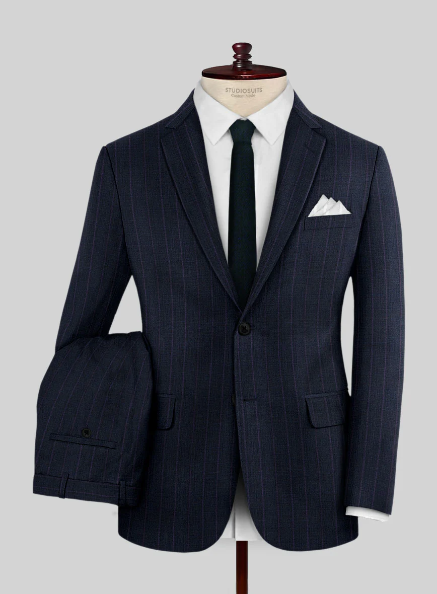 Napolean Gavino Stripe Blue Wool Suit - Image 2