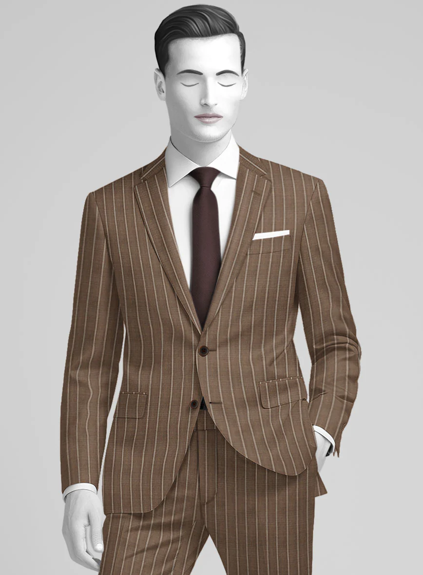 Napolean Gavino Stripe Brown Wool Jacket - Image 2