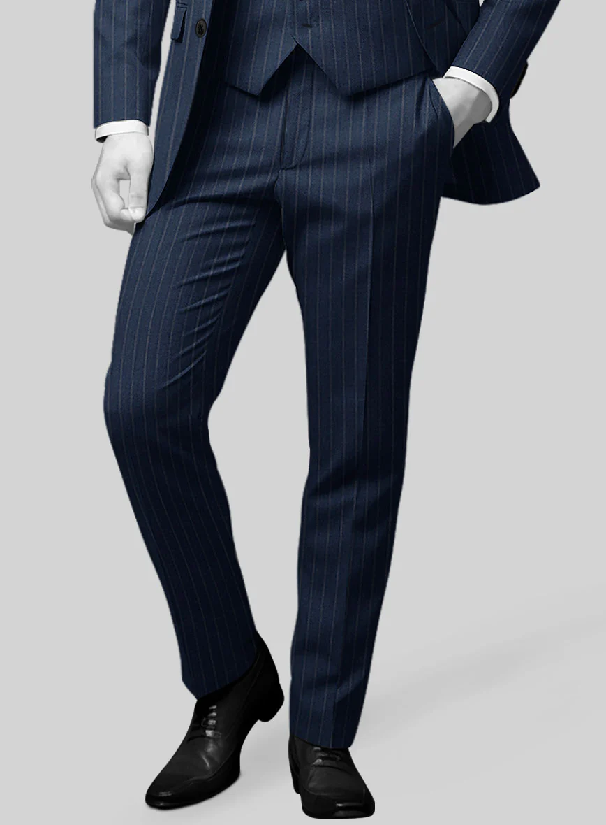 Napolean Genova Stripe Blue Wool Pants - Image 2