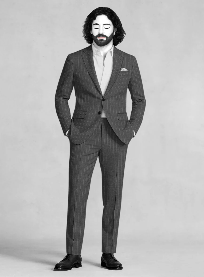 Napolean Genova Stripe Dark Gray Wool Suit