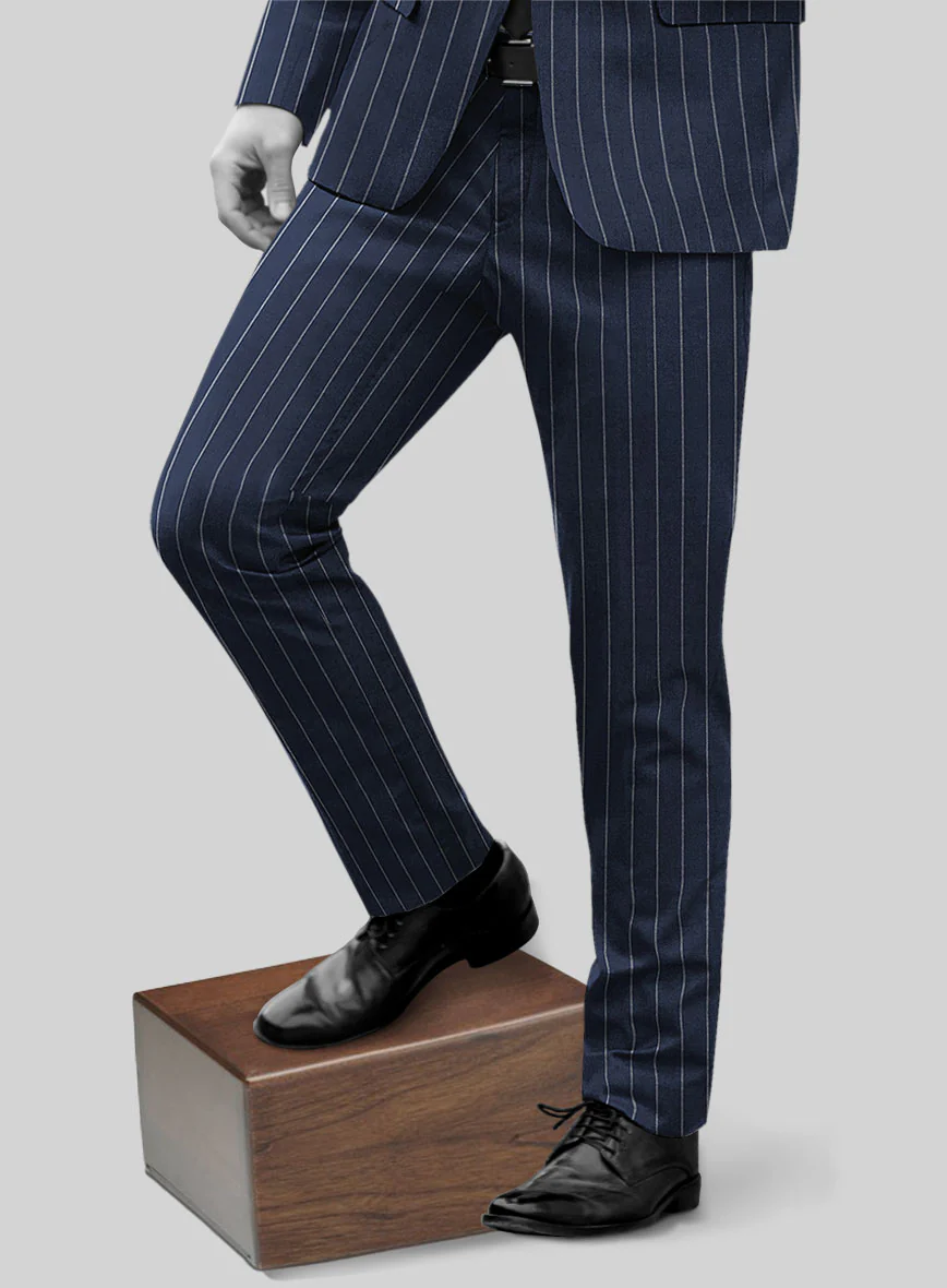Napolean Ikel Stripe Space Blue Wool Suit - Image 4