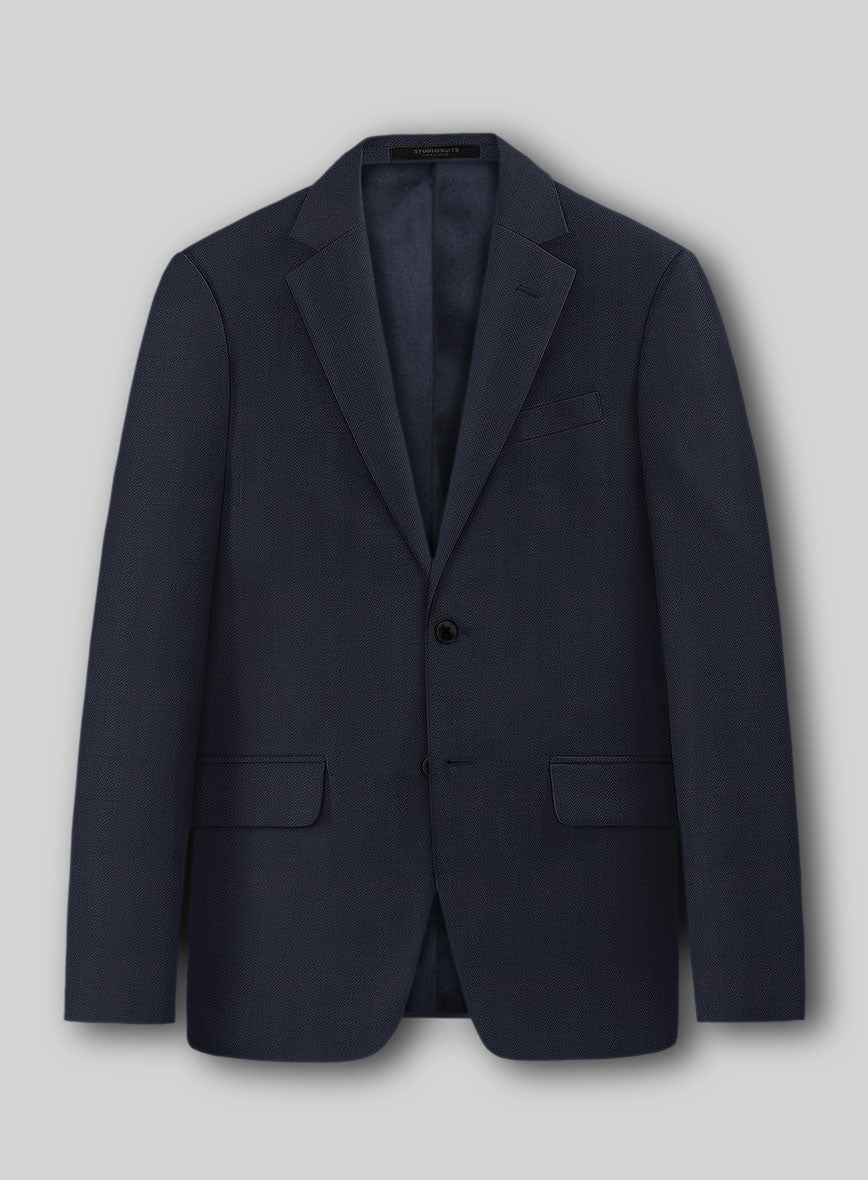 Napolean Imperial Blue Herringbone Wool Jacket