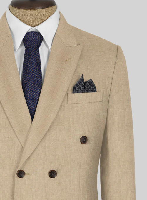 Napolean Khaki Wool Double Breasted Suit - Image 3