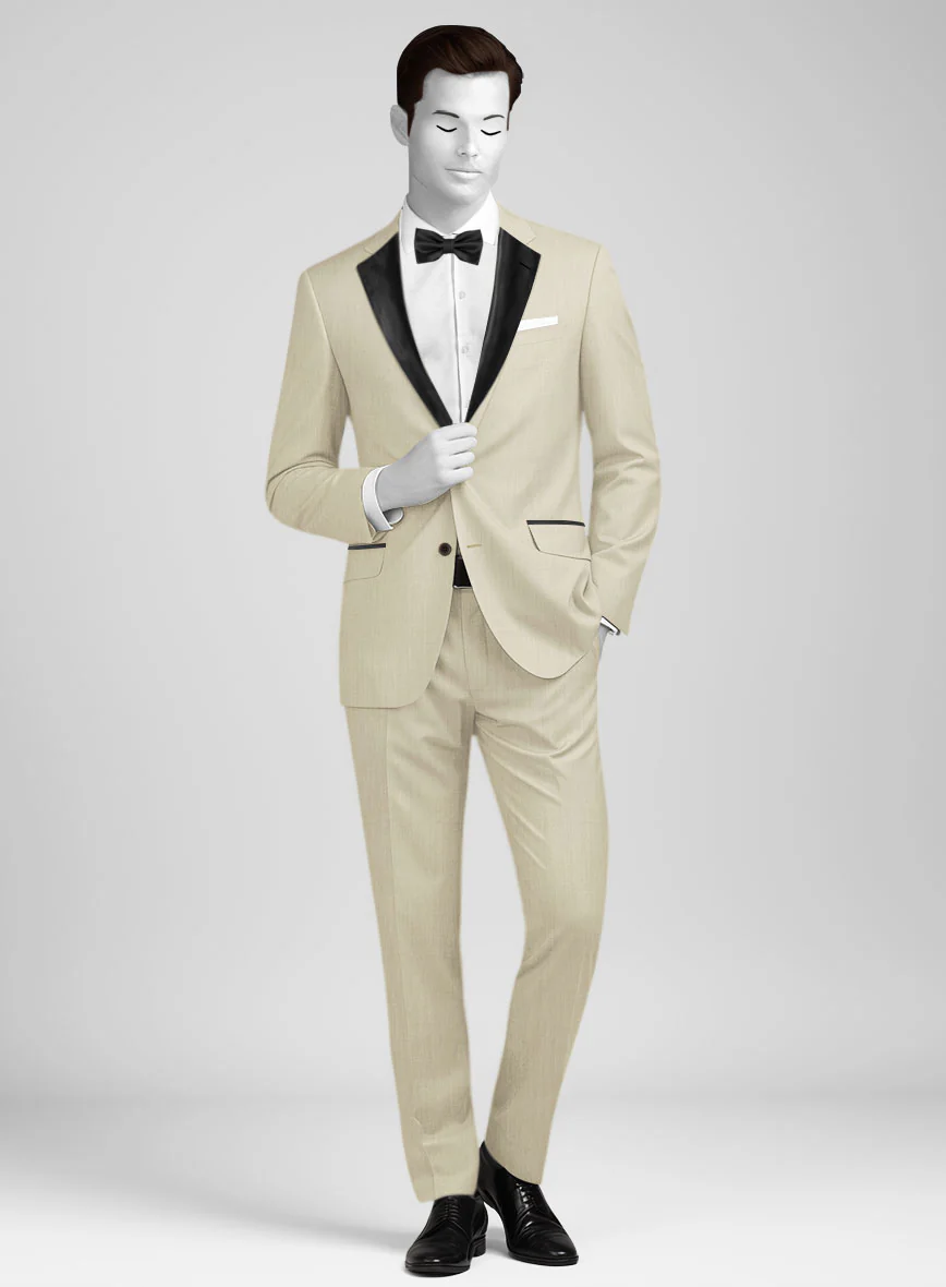 Napolean Light Beige Wool Tuxedo Suit