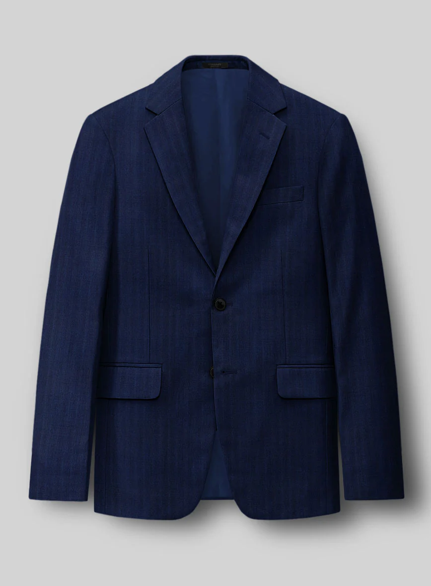 Napolean Lurvani Herringbone Blue Wool Jacket