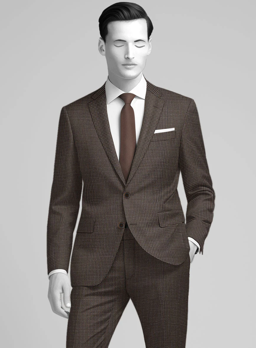Napolean Mini Houndstooth Brown Wool Suit - Image 3