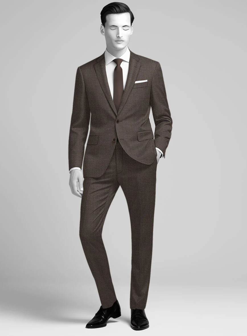 Napolean Mini Houndstooth Brown Wool Suit