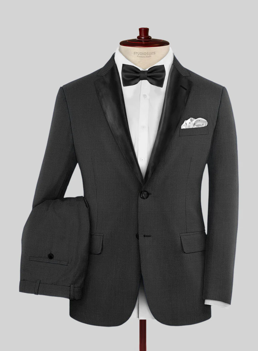 Napolean Mini Houndstooth Gray Wool Tuxedo Suit - Image 2