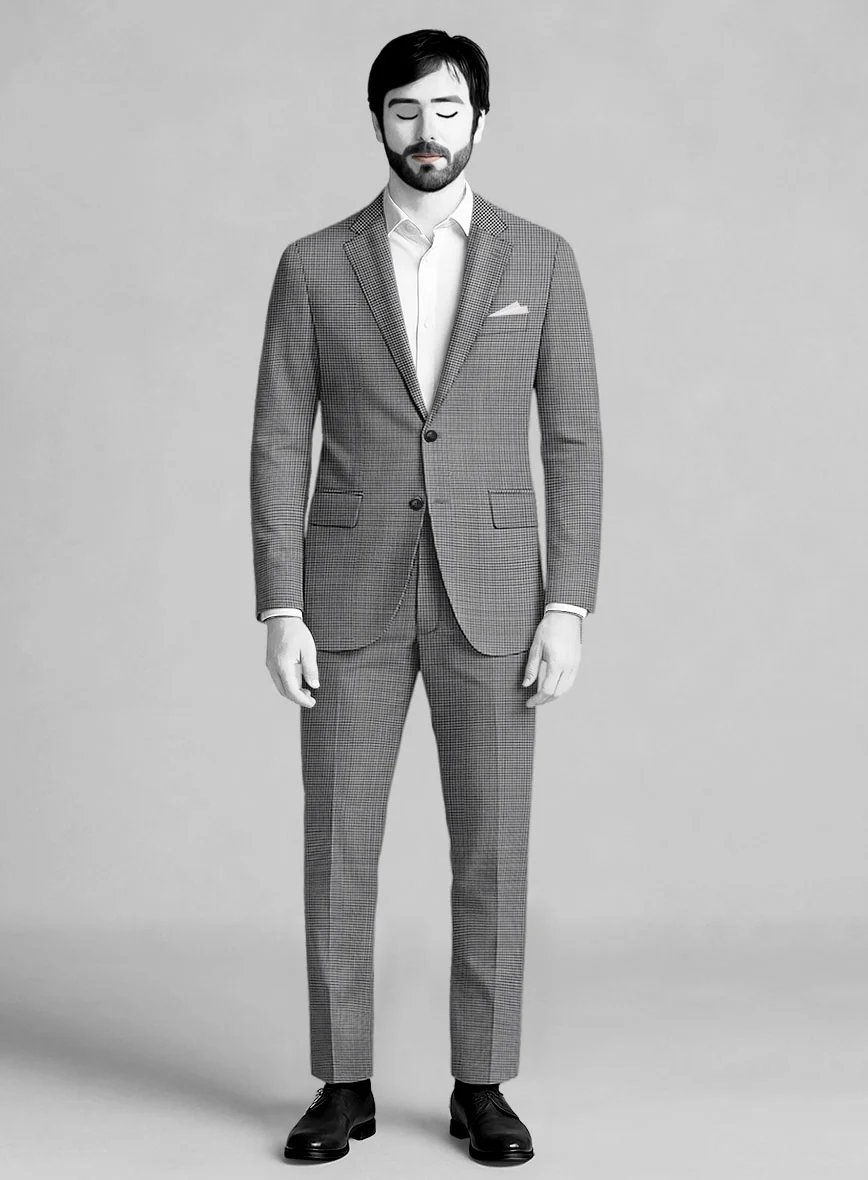 Napolean Mini Houndstooth White Wool Suit