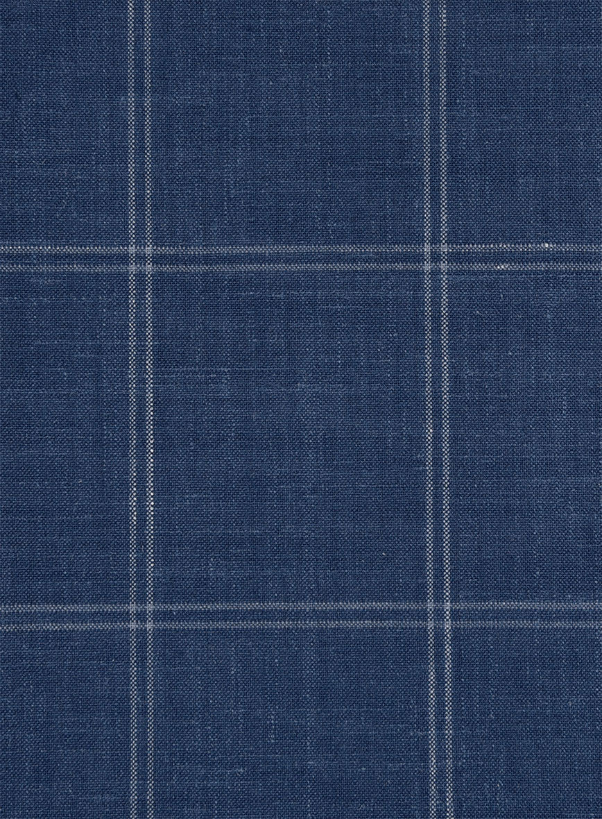 Napolean Noemi Windowpane Blue Wool Pants - Image 3