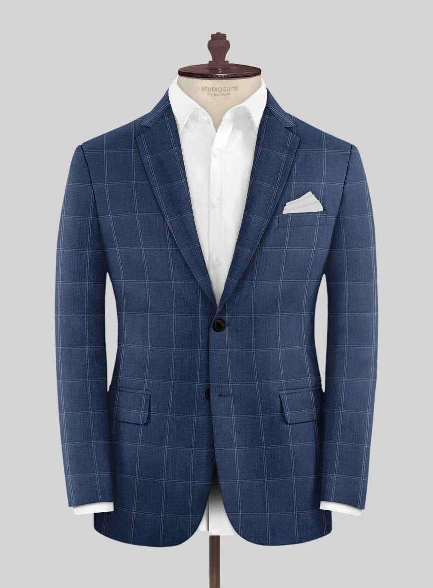 Napolean Noemi Windowpane Blue Wool Suit - Image 4
