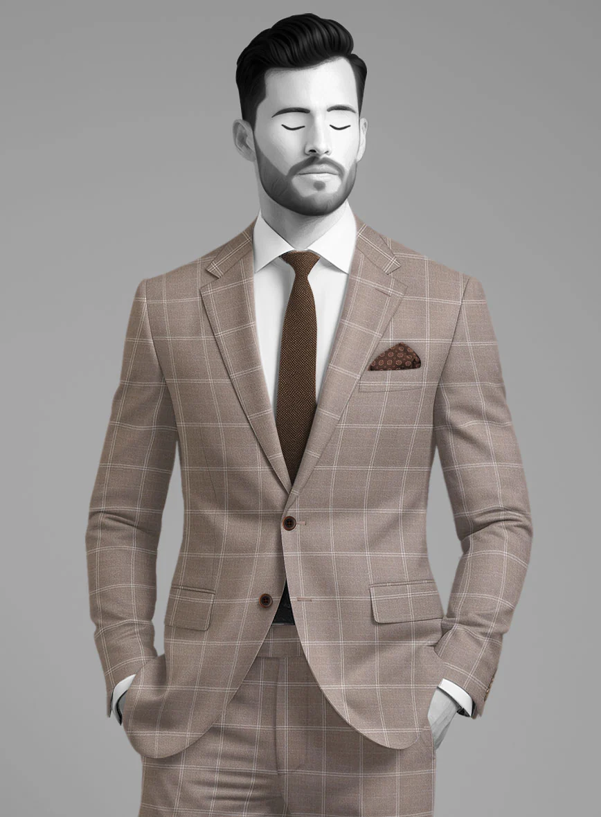 Napolean Noemi Windowpane Brown Wool Suit - Image 3