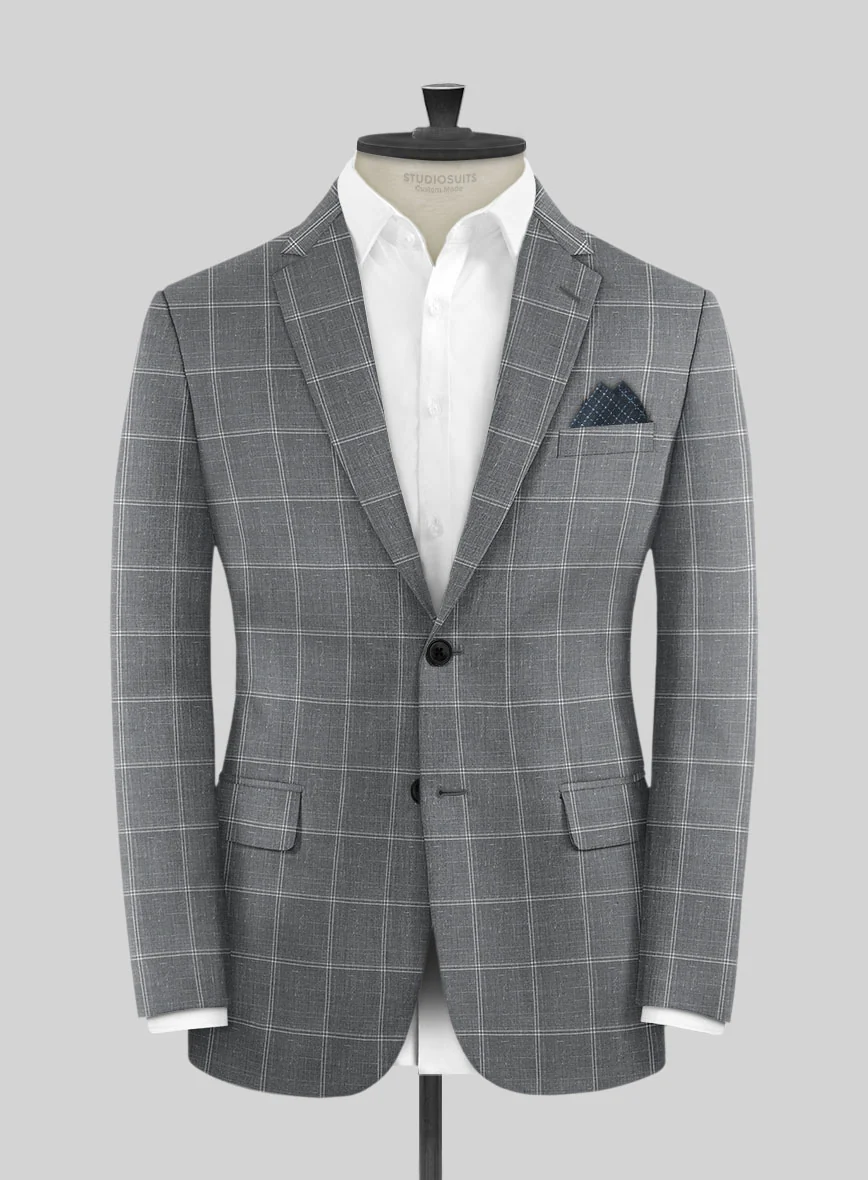 Napolean Noemi Windowpane Gray Wool Jacket