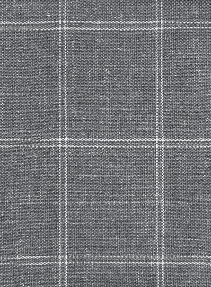 Napolean Noemi Windowpane Gray Wool Pants - Image 3