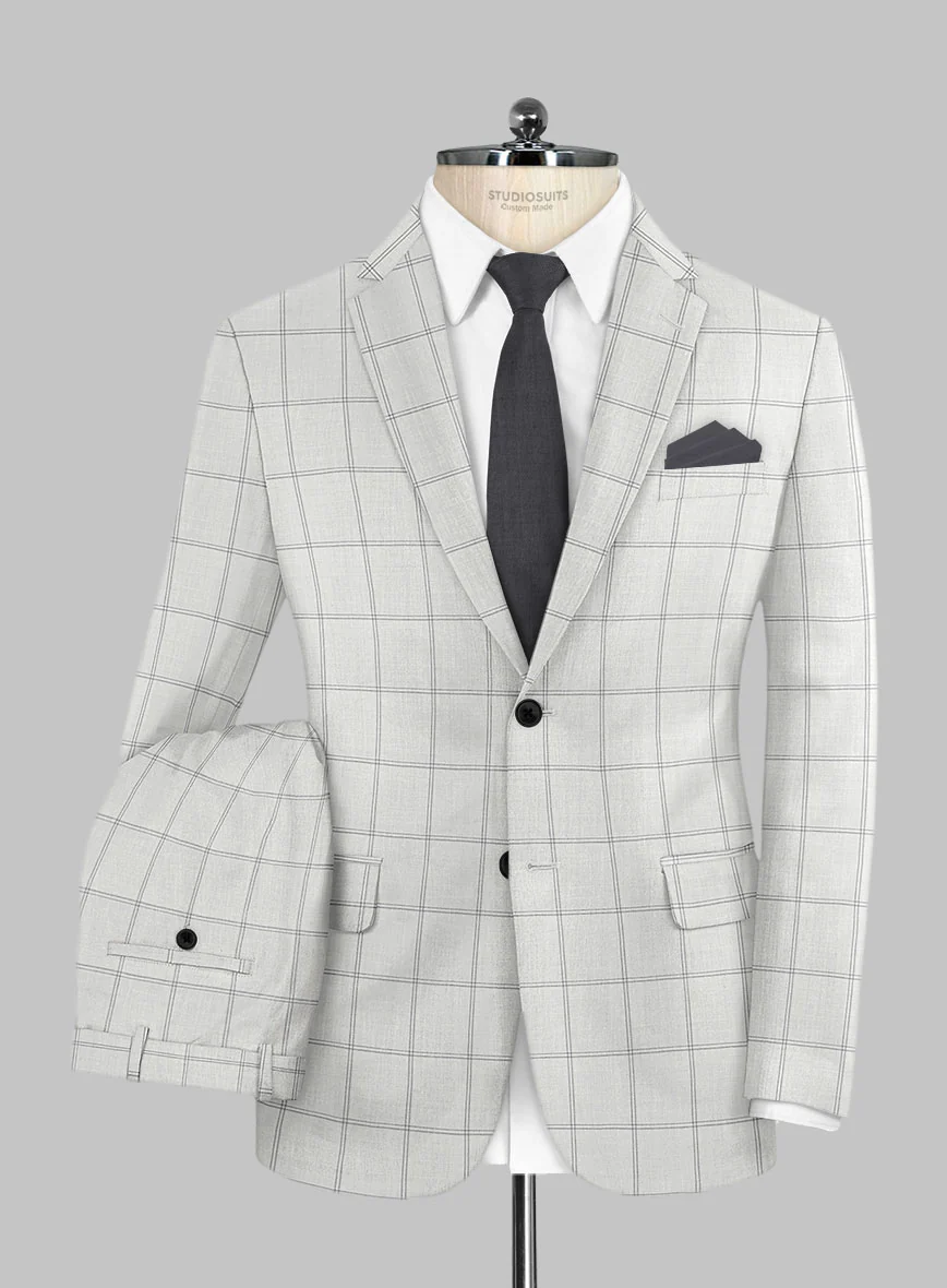 Napolean Noemi Windowpane Light Gray Wool Suit - Image 2