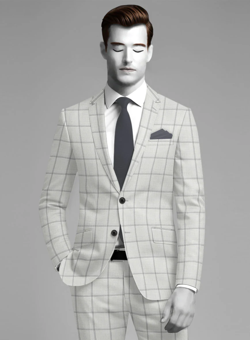 Napolean Noemi Windowpane Light Gray Wool Suit - Image 3