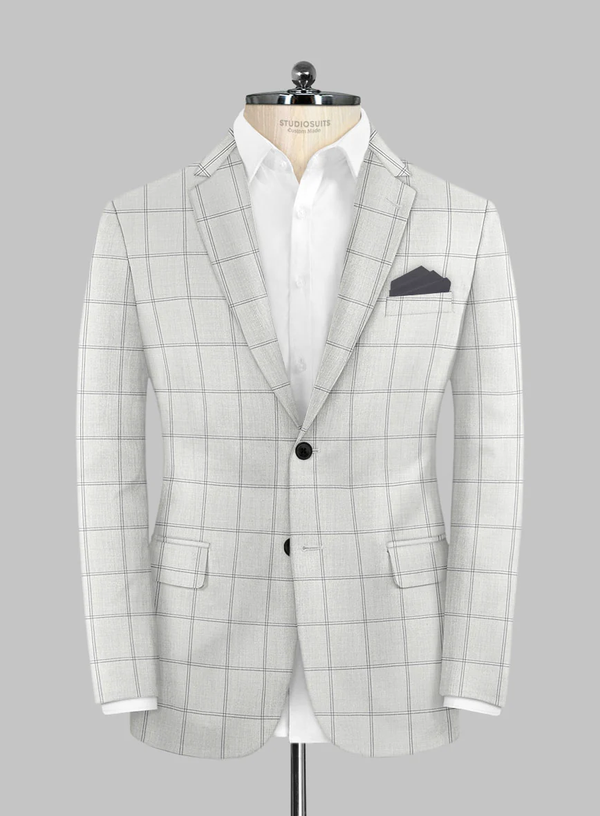 Napolean Noemi Windowpane Light Gray Wool Suit - Image 4