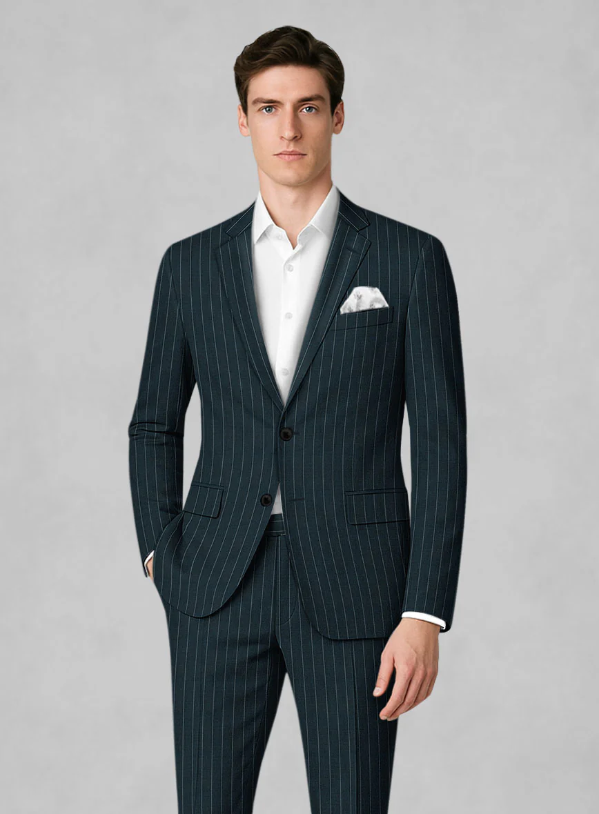 Napolean Oresto Stripe Dark Blue Wool Jacket - Image 2