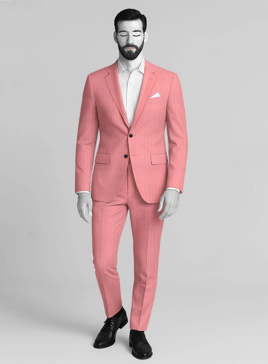 Napolean Petalo Stripe Pink Wool Suit
