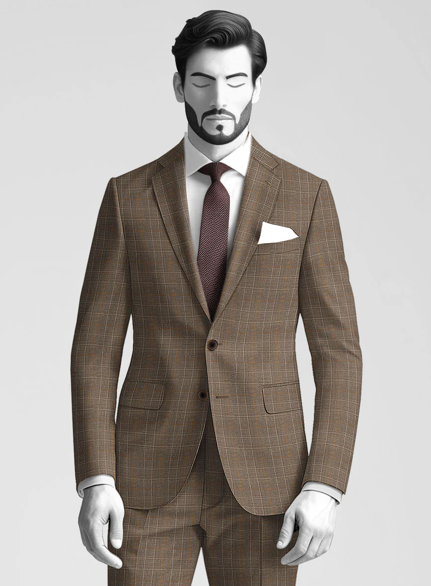 Napolean Porter Prince Of Wales Brown Wool Suit - Image 3