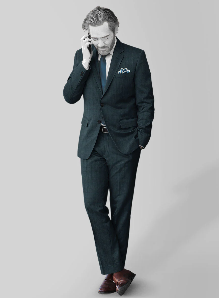 Napolean Preppy Teal Blue Check Suit