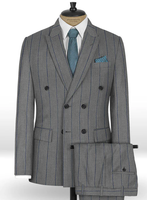 Napolean Rodrio Gray Wool Double Breasted Suit