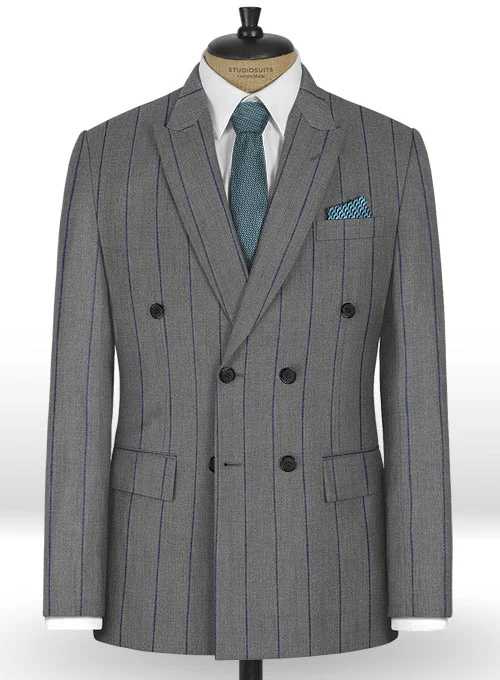 Napolean Rodrio Gray Wool Double Breasted Suit - Image 3