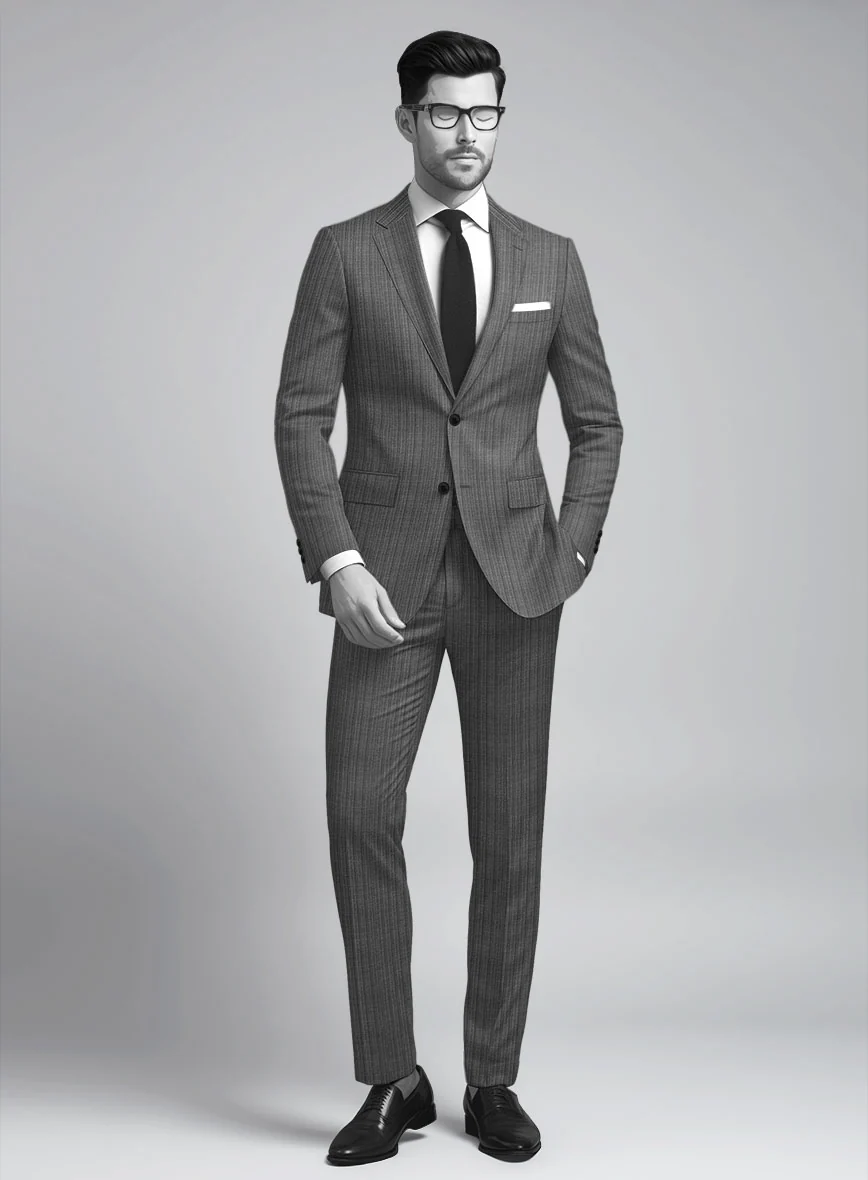 Napolean Romulo Stripe Gray Wool Suit