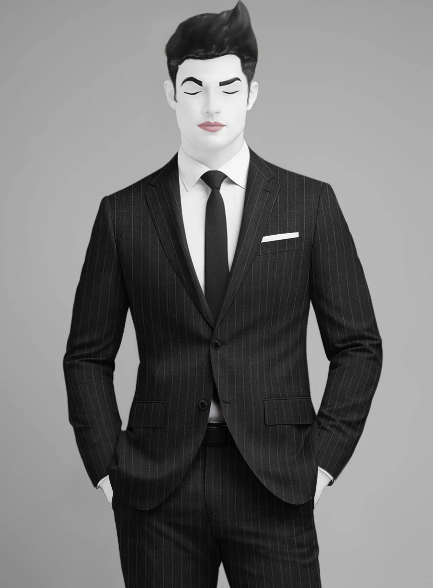 Napolean Santi Stripe Charcoal Wool Suit - Image 3