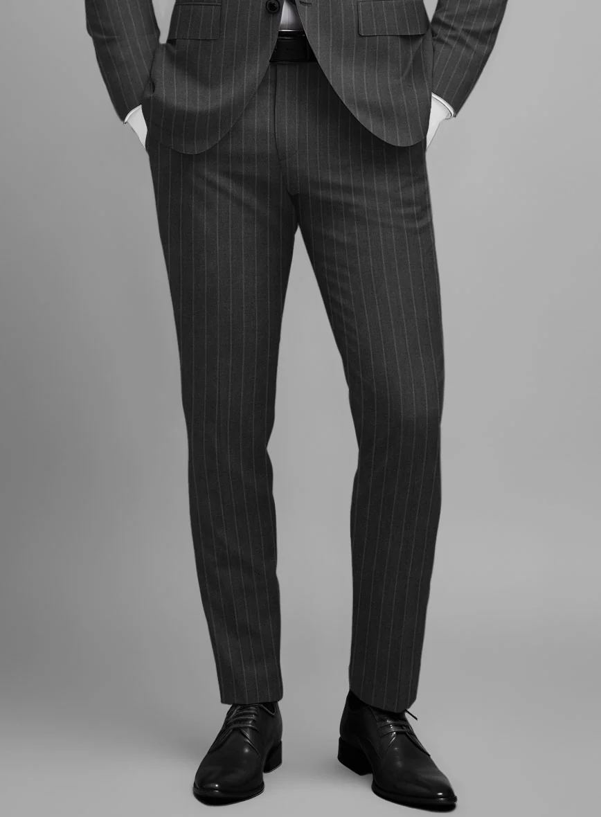 Napolean Santi Stripe Charcoal Wool Suit - Image 5