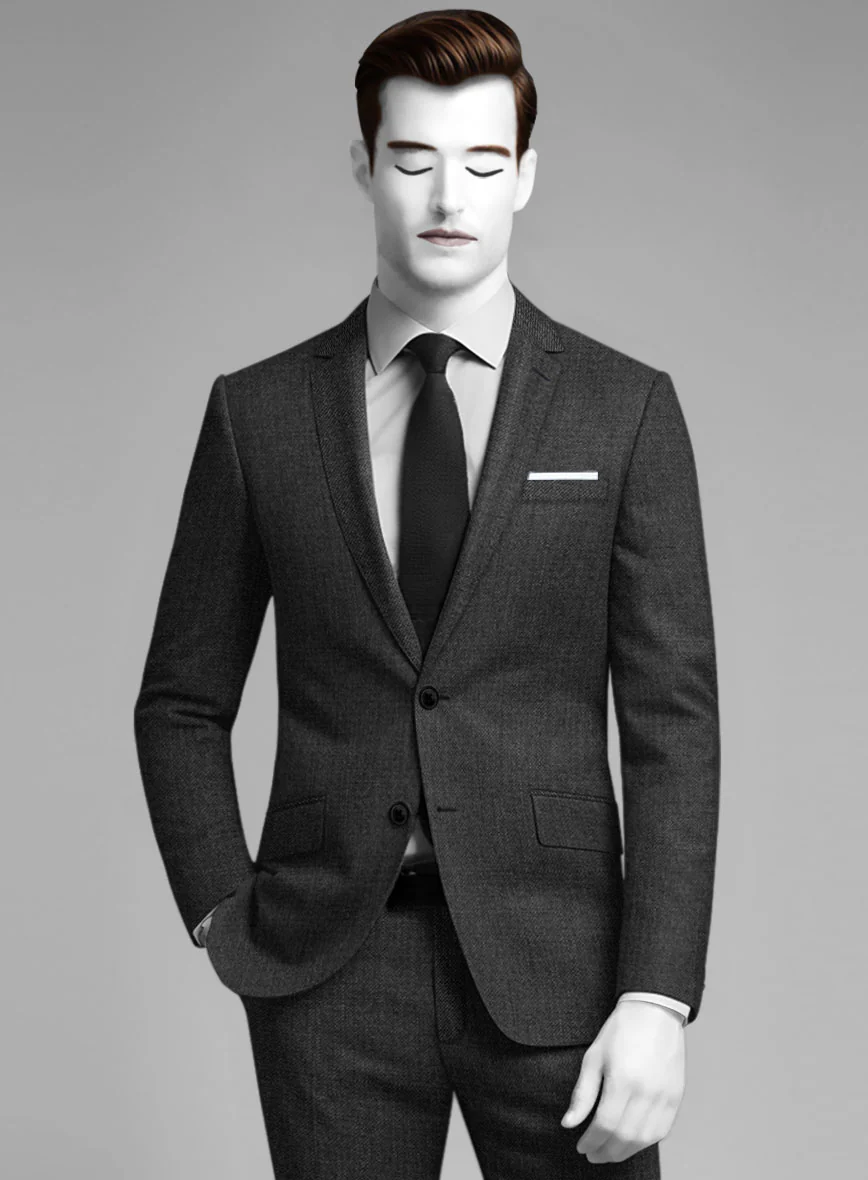 Napolean Sharkskin Charcoal Wool Jacket - Image 2
