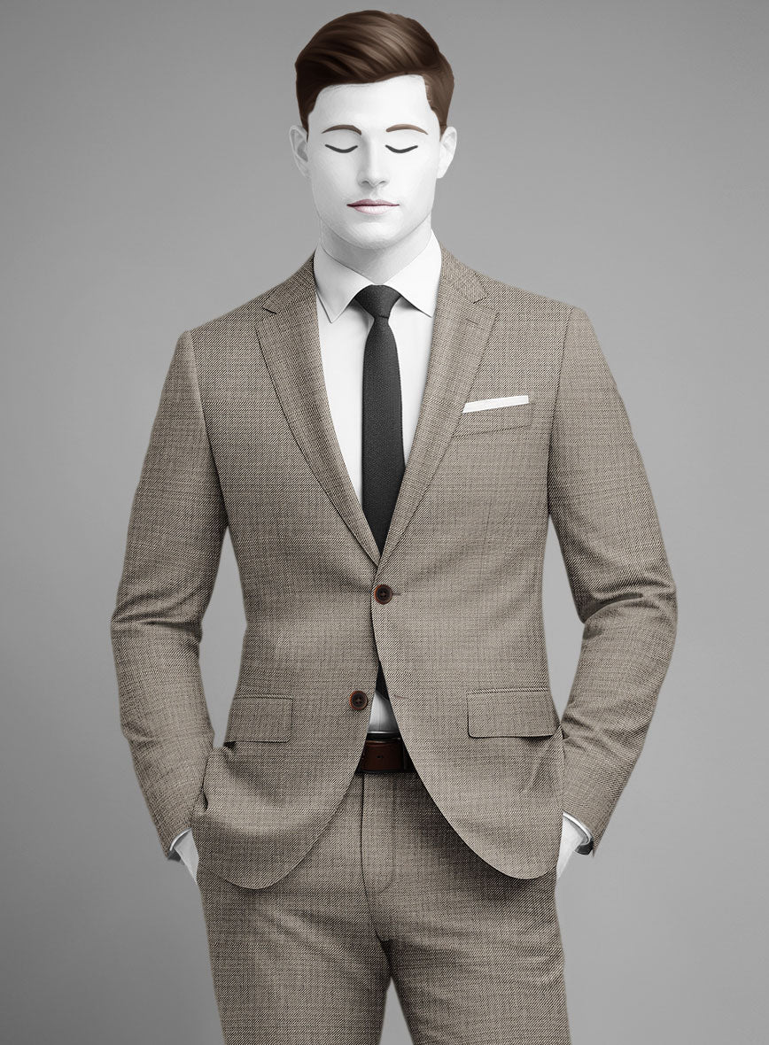 Napolean Sharkskin Light Brown Wool Suit - Image 4
