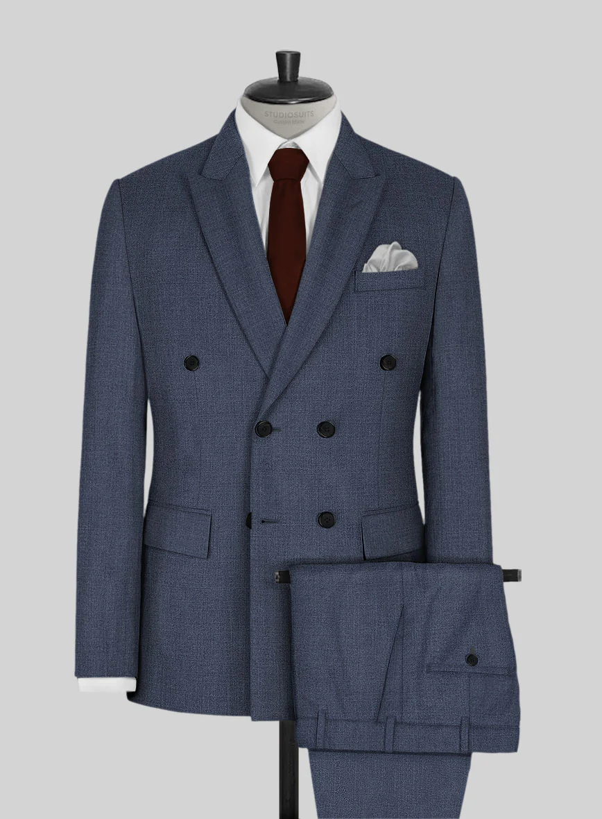 Napolean Slate Blue Wool Double Breasted Suit