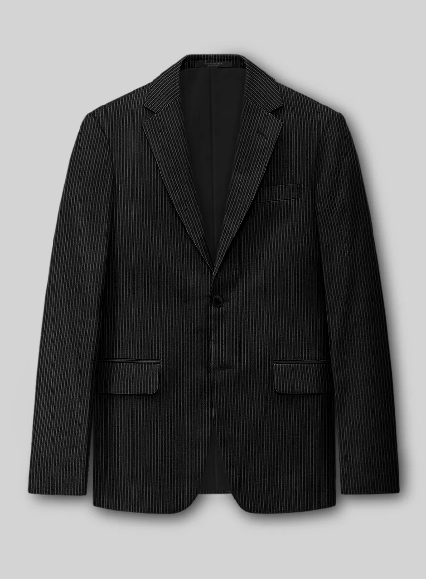 Napolean Slim Stripe Black Wool Suit - Image 3