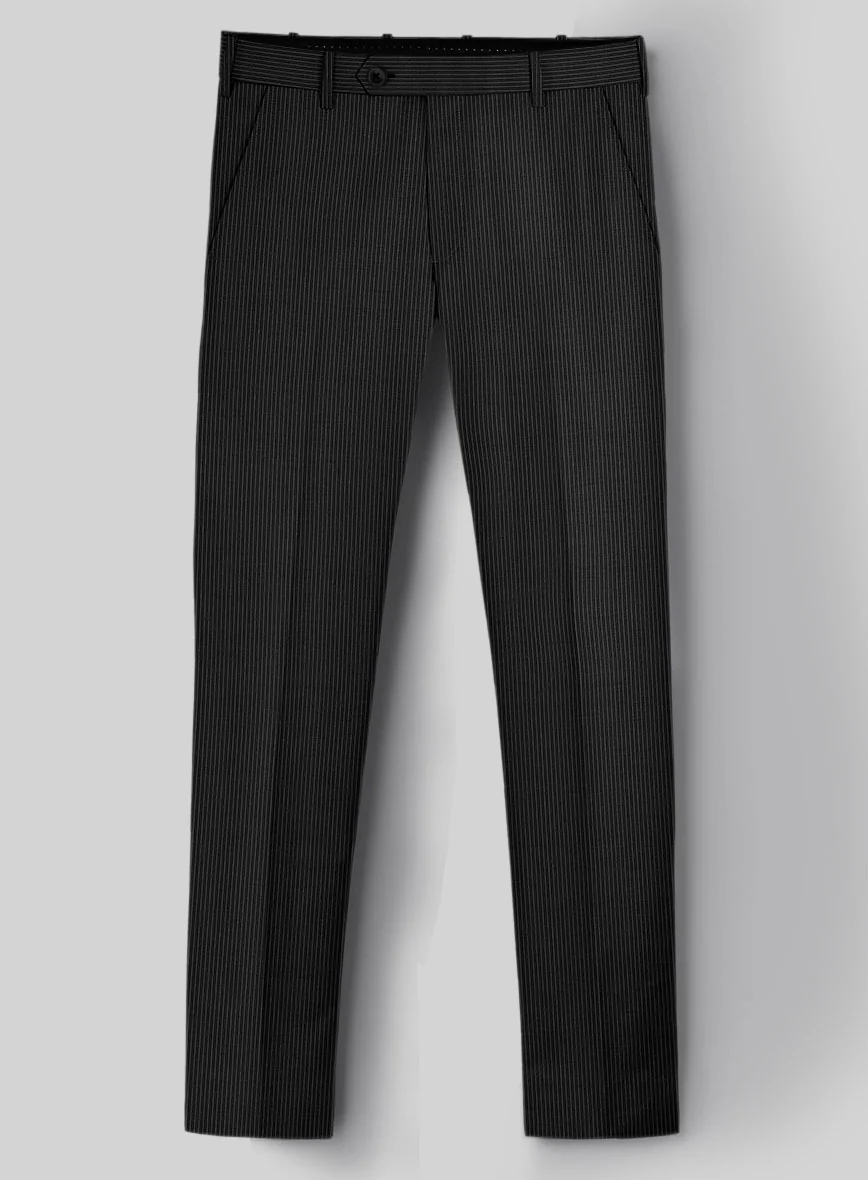 Napolean Slim Stripe Charcoal Wool Pants