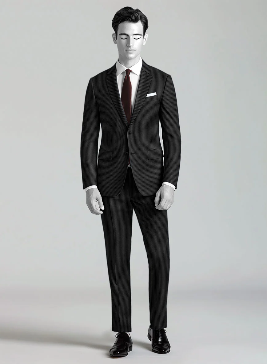 Napolean Slim Stripe Charcoal Wool Suit