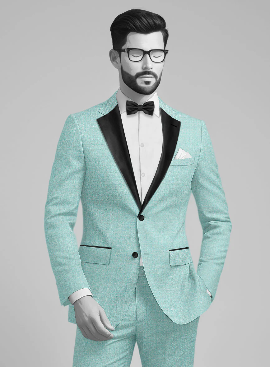 Napolean Spring Blue Wool Tuxedo Suit - Image 4