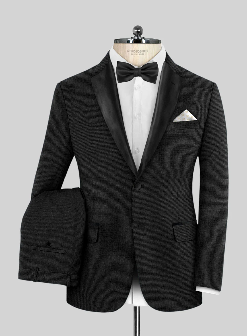 Napolean Stretch Black Wool Tuxedo Suit