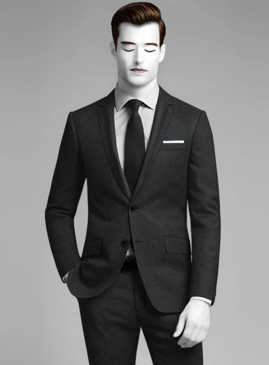 Napolean Stretch Charcoal Wool Suit - Image 3