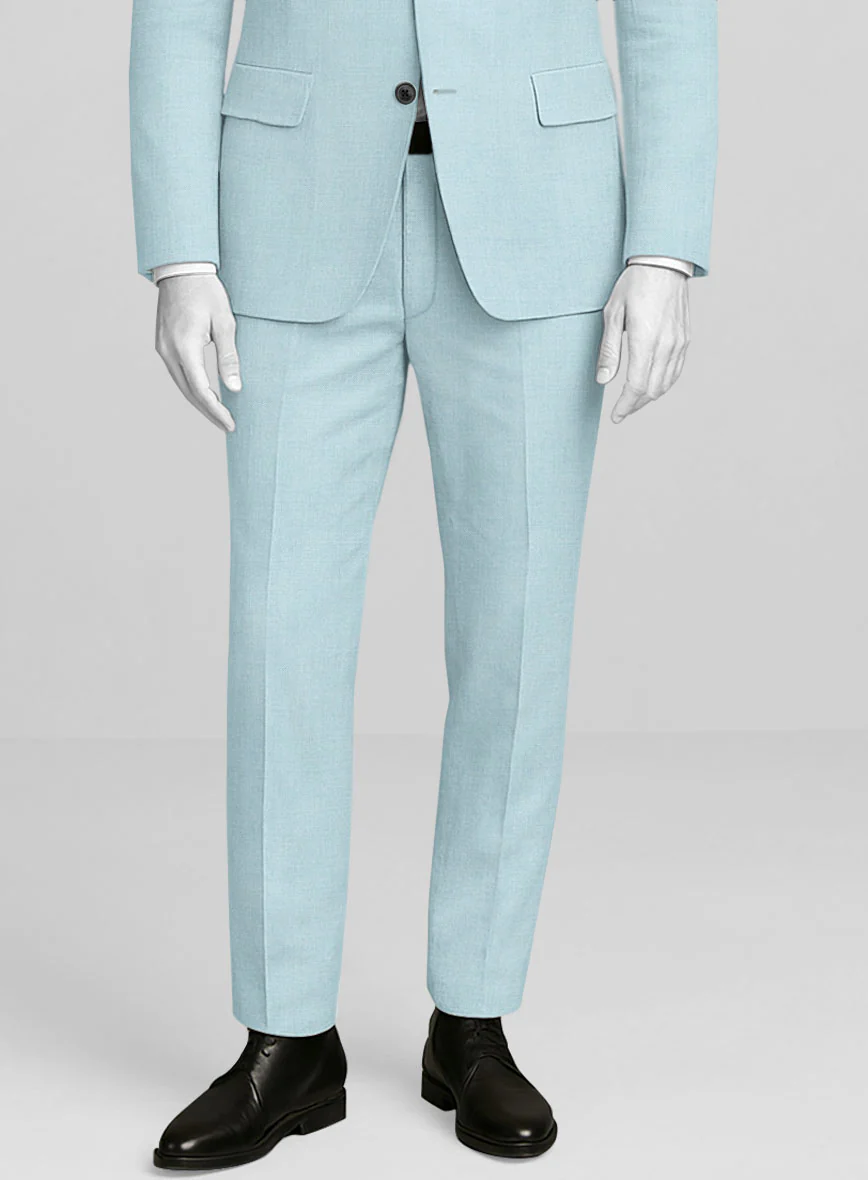 Napolean Stretch Coral Blue Wool Pants - Image 2
