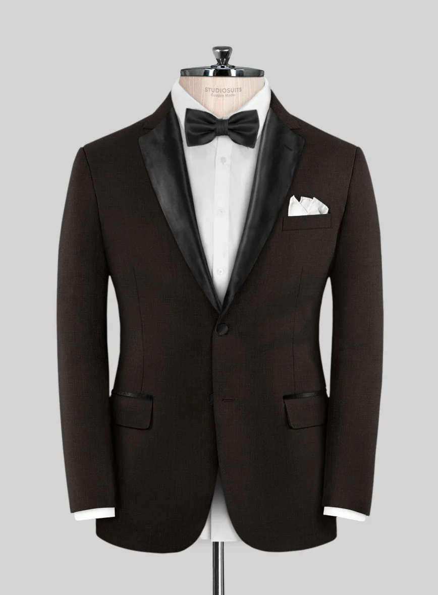Napolean Stretch Dark Brown Wool Tuxedo Suit - Image 3