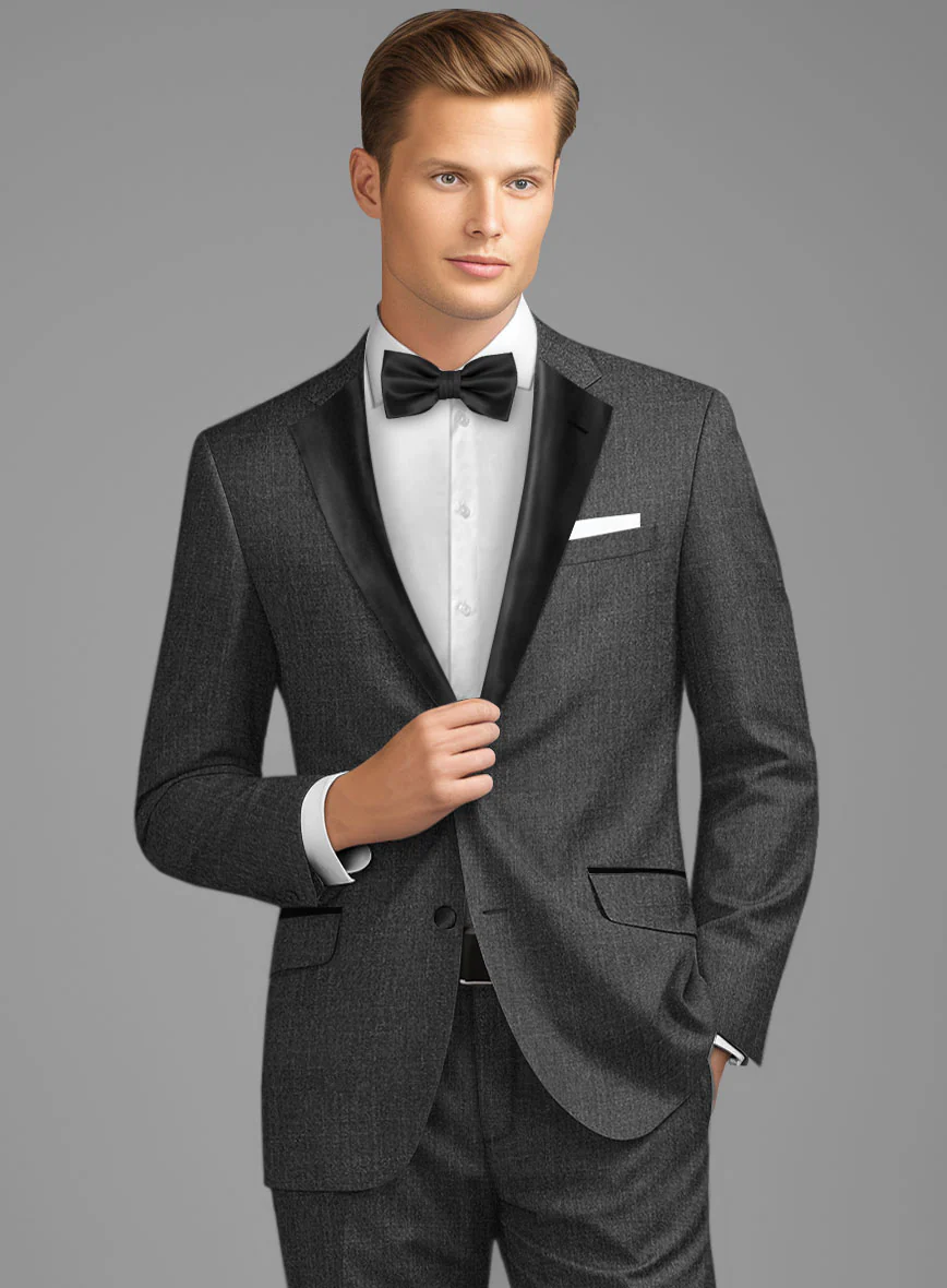 Napolean Stretch Dark Gray Wool Tuxedo Suit - Image 4