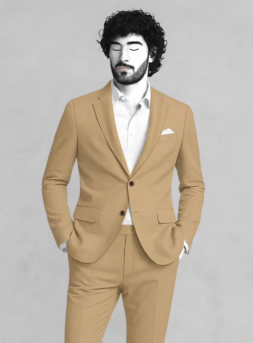 Napolean Stretch Khaki Wool Suit - Image 4