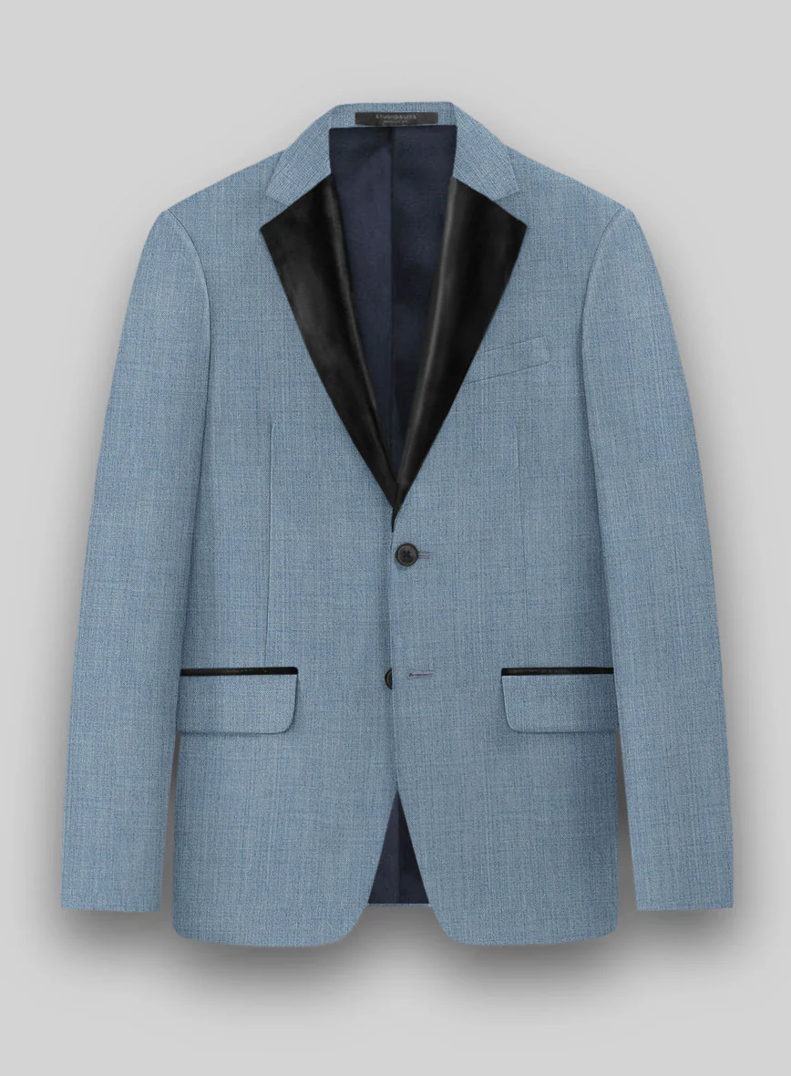 Napolean Stretch Light Blue Wool Tuxedo Jacket