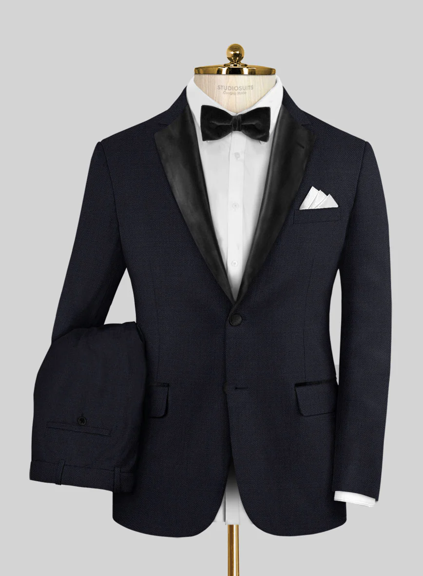 Napolean Stretch Navy Blue Wool Tuxedo Suit
